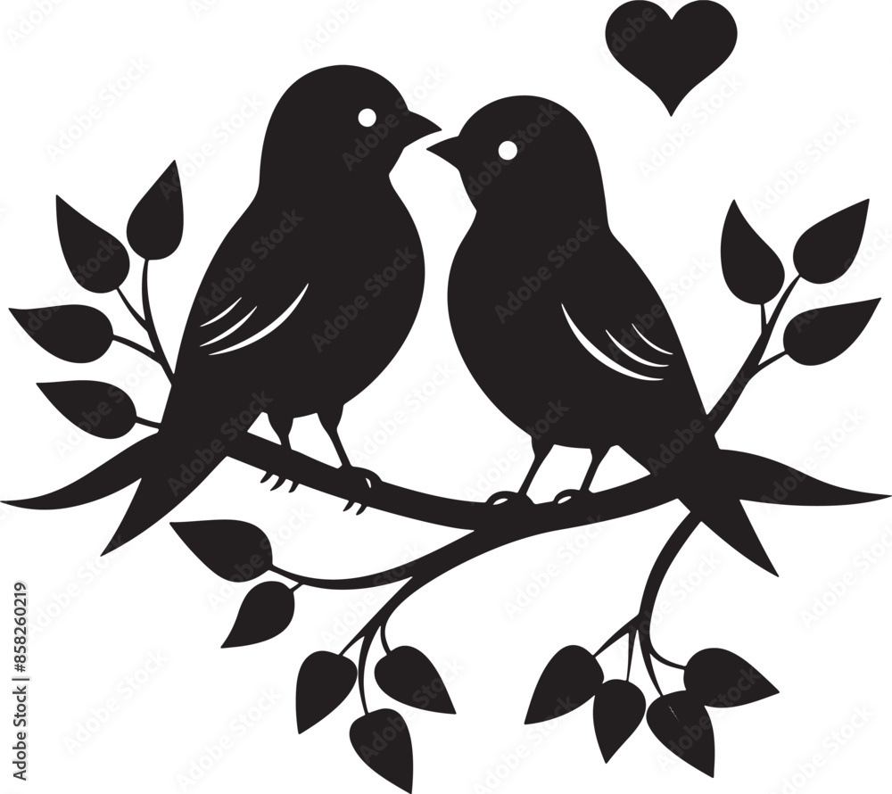 couple birds on branch illustration black and white couple birds on branch illustration black and white