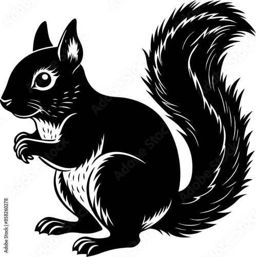 squirrel silhouette vector illustration Design on a white background
