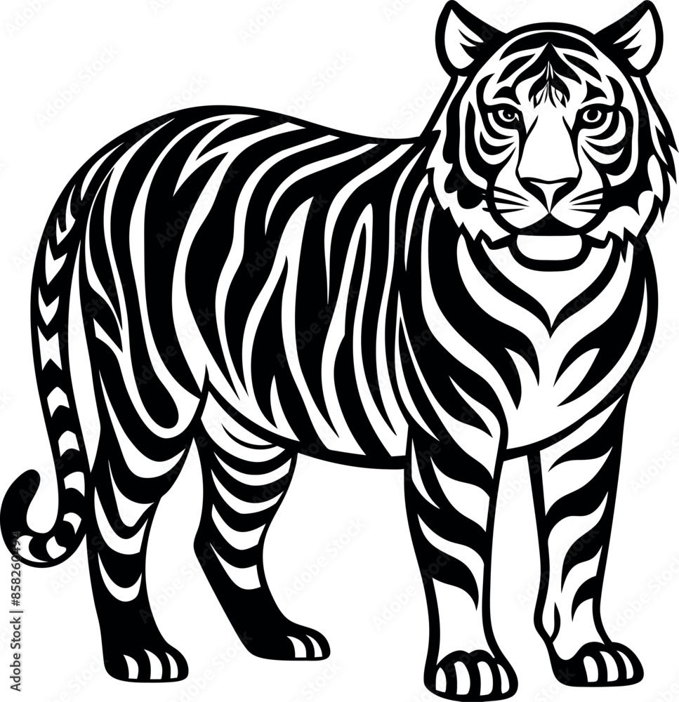 tiger silhouette vector illustration Design on a white background tiger silhouette vector illustration Design on a white background