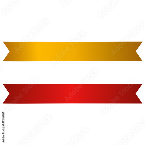Gold and red horizontal text ribbons