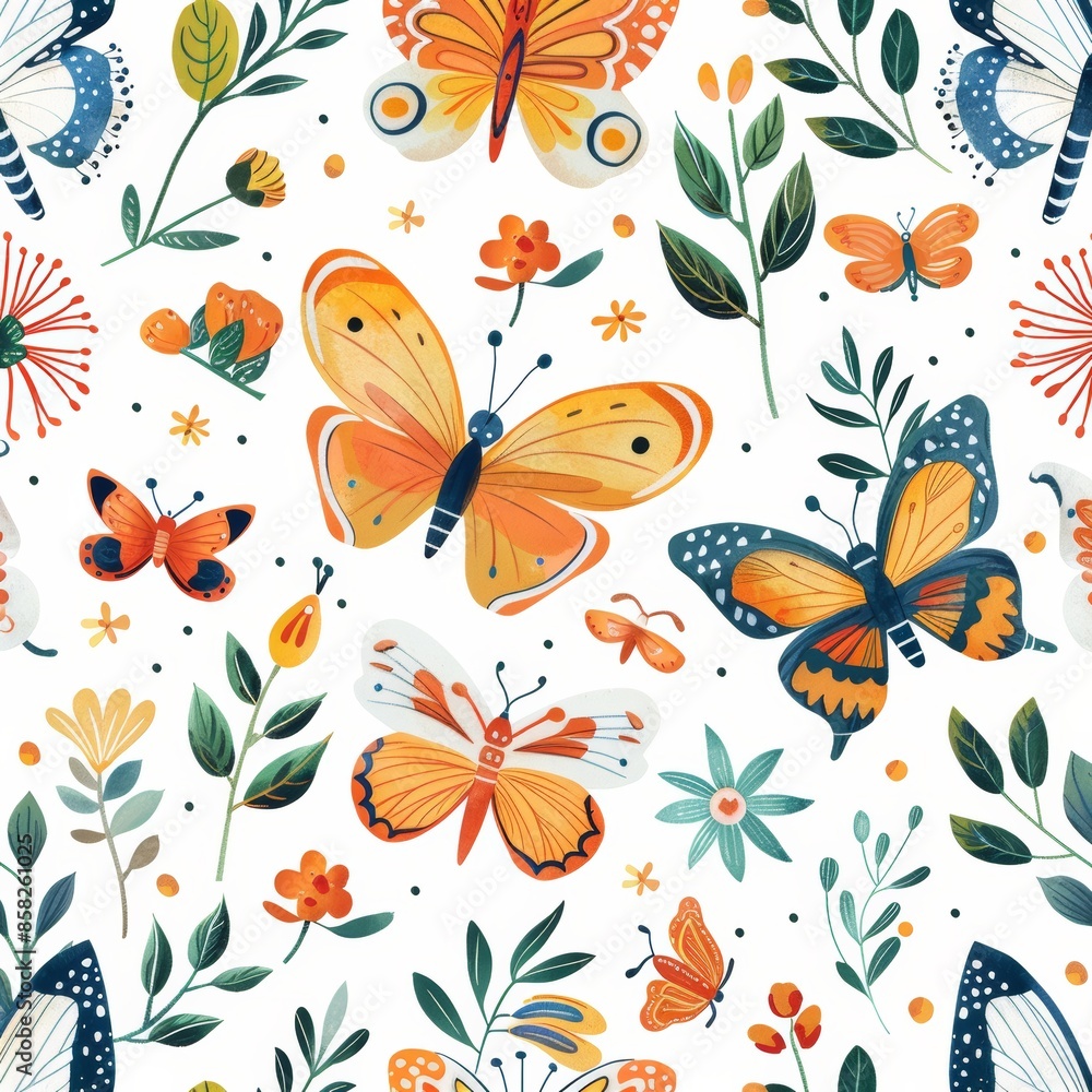 Intricate boho butterfly seamless pattern on white background. Illustration of summer moth as wallpaper. Retro vintage fashion hand-drawn nature ornament. Intricate boho butterfly seamless pattern on white background. Illustration of summer moth as wallpaper. Retro vintage fashion hand-drawn nature ornament.