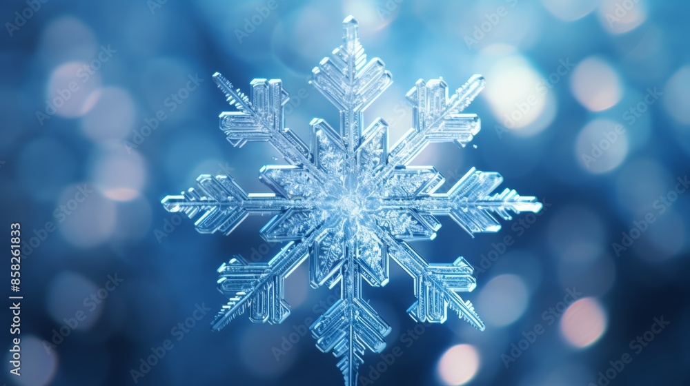 A macro photograph of a snowflake, its intricate patterns reflecting the blue light of the stars. A macro photograph of a snowflake, its intricate patterns reflecting the blue light of the stars.