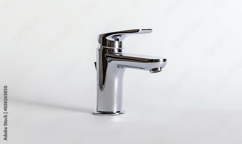 Modern Chrome Mixer Tap on White Background Modern Chrome Mixer Tap on White Background