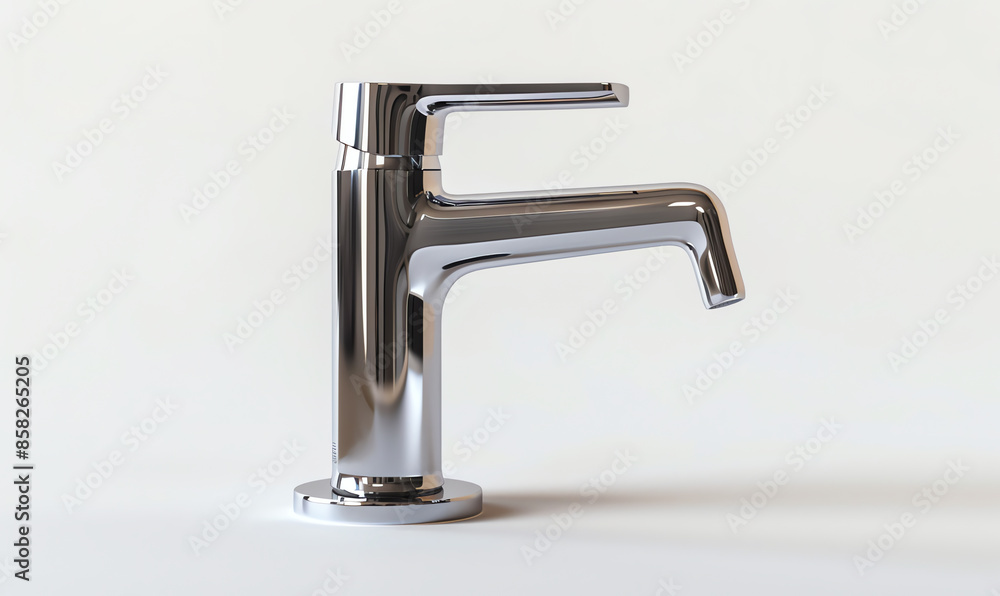 Modern Chrome Mixer Tap on White Background Modern Chrome Mixer Tap on White Background