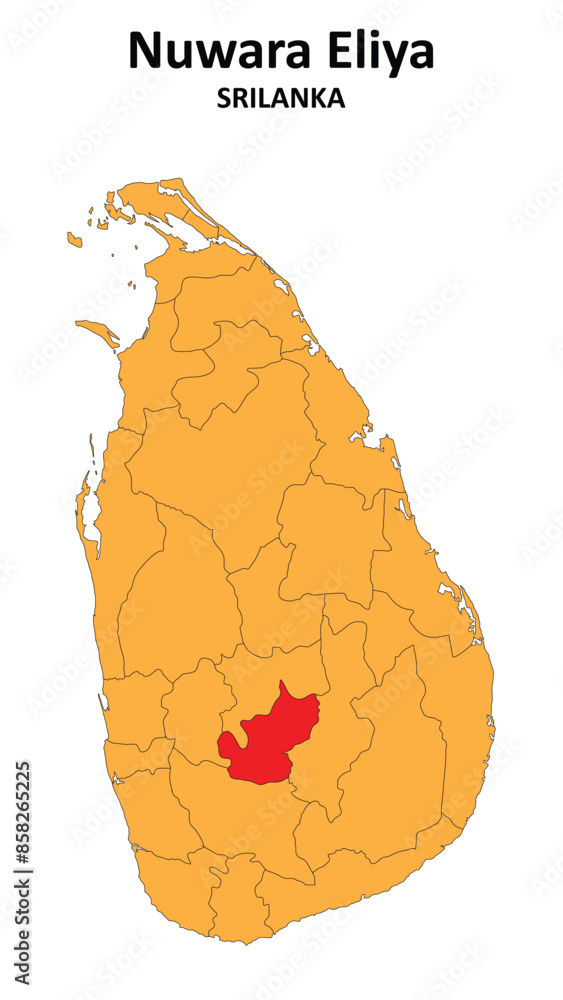 Nuwara Eliya Map is highlighted on the Srilanka map with detailed state ...