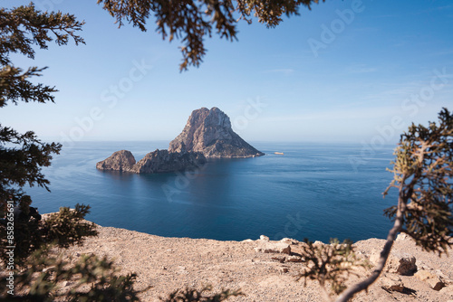 magical and legendary rock of Es Vedrà with foreground, Ibiza, Spain