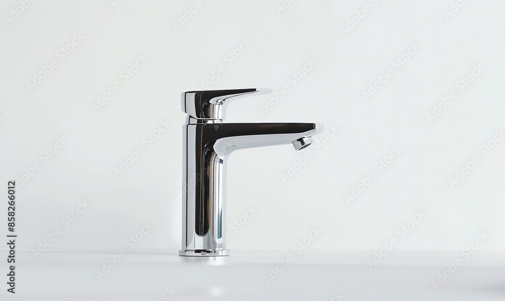 Modern Chrome Mixer Tap on White Background Modern Chrome Mixer Tap on White Background
