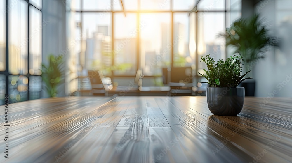 An office table set in a minimalistic environment with a small potted plant, illuminated by natural light, creating a clean and productive workspace. An office table set in a minimalistic environment with a small potted plant, illuminated by natural light, creating a clean and productive workspace.