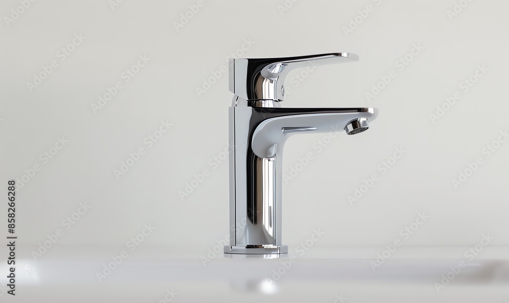 Modern Chrome Mixer Tap on White Background Modern Chrome Mixer Tap on White Background