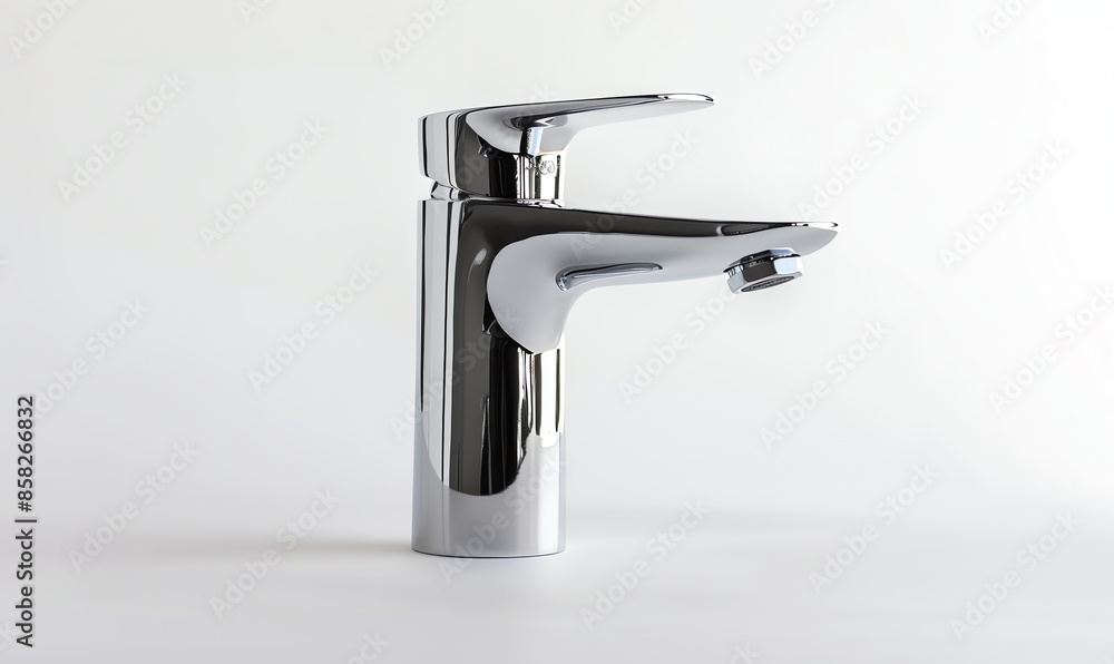 Modern Chrome Mixer Tap on White Background Modern Chrome Mixer Tap on White Background