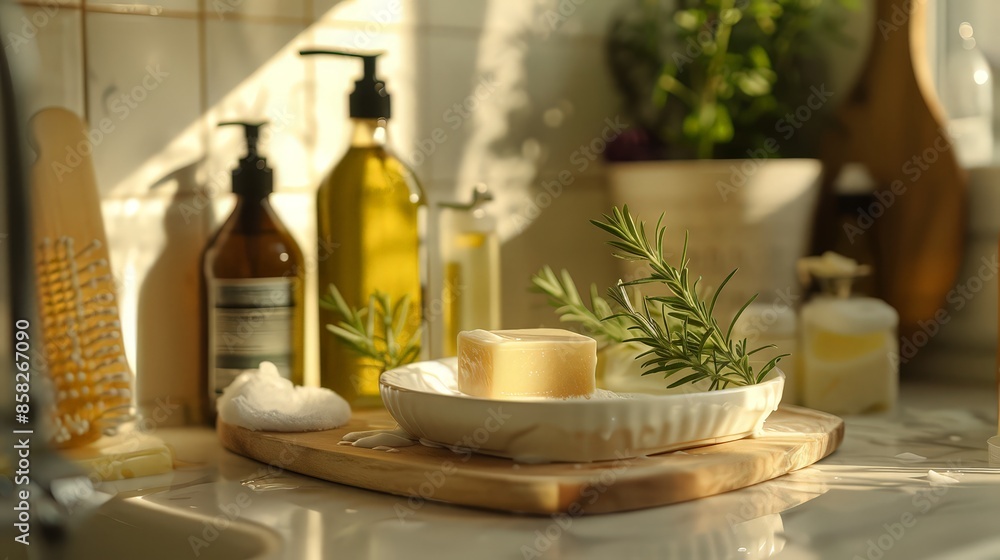 Home cleaning non toxic, natural products. washing dishen in kitchen Home cleaning non toxic, natural products. washing dishen in kitchen