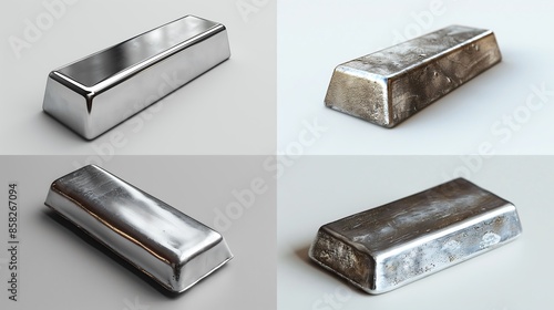 **A bar of silver isolated on a solid white background © coco