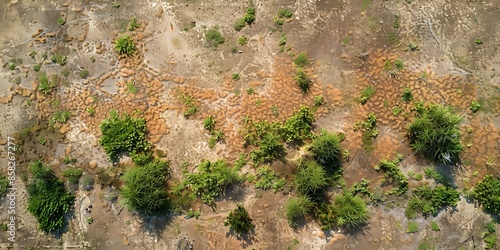 Wallpaper Mural Saltcrusted barren landscape with sparse struggling vegetation captured from above. Concept Aerial Photography, Desolate Terrain, Harsh Environment, Minimalist Aesthetics, Natural Resilience Torontodigital.ca