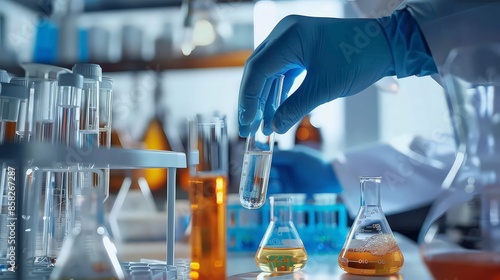  Professional health care researchers working in life of medical science laboratory, technology of medicine chemistry lap experiment for hospital.
