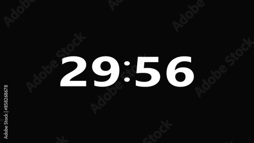 30 minutes countdown clock timer animation 4k