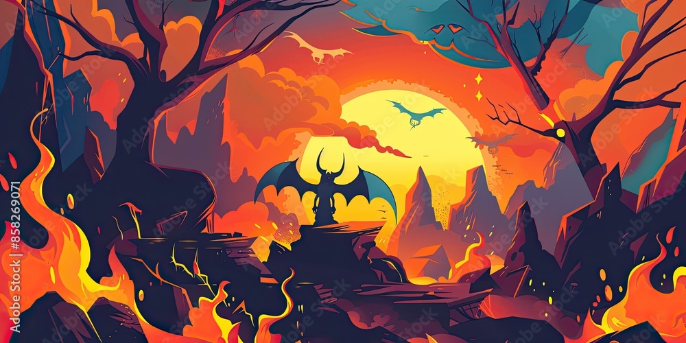 Demonic Figure Engulfed in Flames Demonic Figure Engulfed in Flames