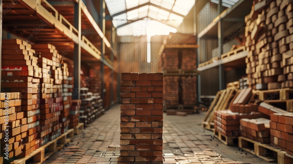 Fototapeta premium Concept of inventory of roof bricks. 