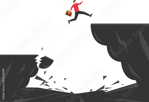 Businessman jumping to higher new stage.Business opportunity, new business.

