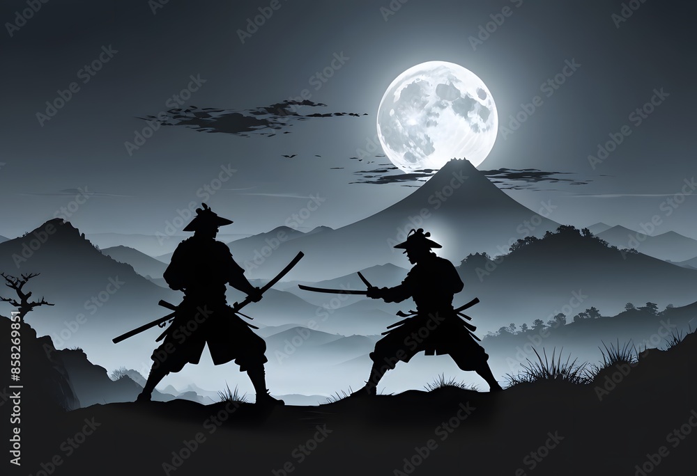 Samurai Duel Under the Moonlight Samurai Duel Under the Moonlight