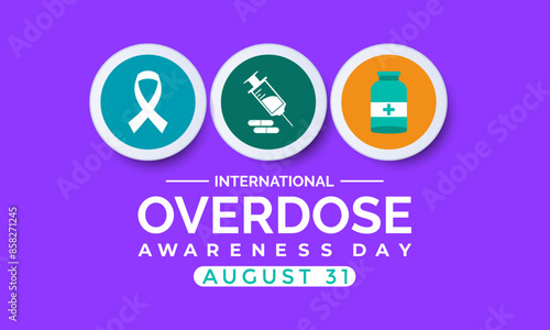 Overdose awareness day is observed every year on August 31. Banner poster, flyer and background design. vector illustration
