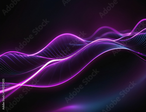 Colorful abstract light waves on black background. Abstract design or digital artwork of glowing light energy wave with dark background. Digital art and design concept for wallpaper and print.