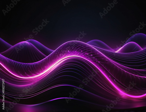 Colorful abstract light waves on black background. Abstract design or digital artwork of glowing light energy wave with dark background. Digital art and design concept for wallpaper and print.