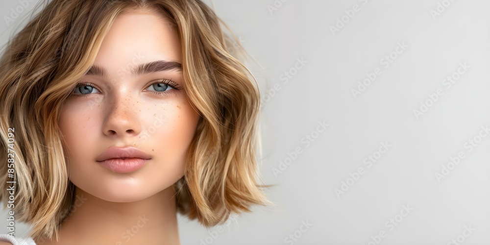 Modern lob with textured waves and subtle highlights chic and stylish. Concept Modern Lob, Textured Waves, Subtle Highlights, Chic, Stylish Modern lob with textured waves and subtle highlights chic and stylish. Concept Modern Lob, Textured Waves, Subtle Highlights, Chic, Stylish