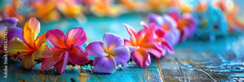 Lei Flower. Hawaiian Luau Welcome with Hula Flower Necklace for Hawaii Beach Vacation