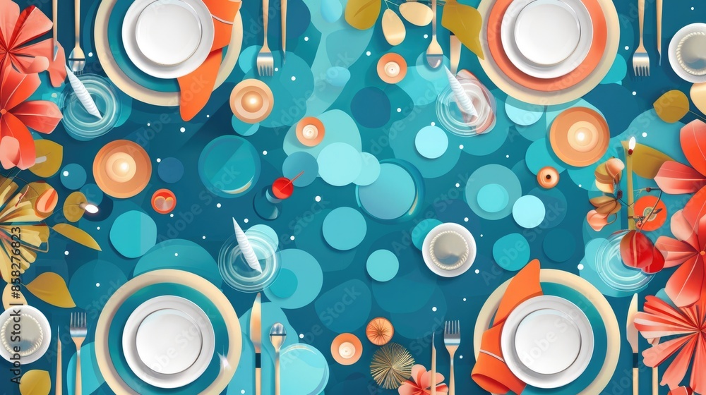 Obraz premium Banner flat design top view event theme water color Complementary Color Scheme