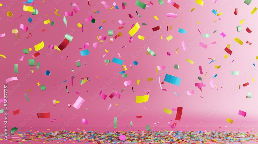Confetti flat design side view celebration theme 3D render vivid Confetti flat design side view celebration theme 3D render vivid