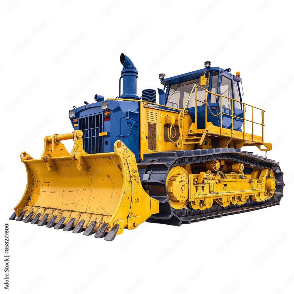 Blue and Yellow Bulldozer on Transparent Background
Blue and Yellow Bulldozer on Transparent Background