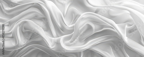 Abstract white silk fabric with soft, flowing folds. photo