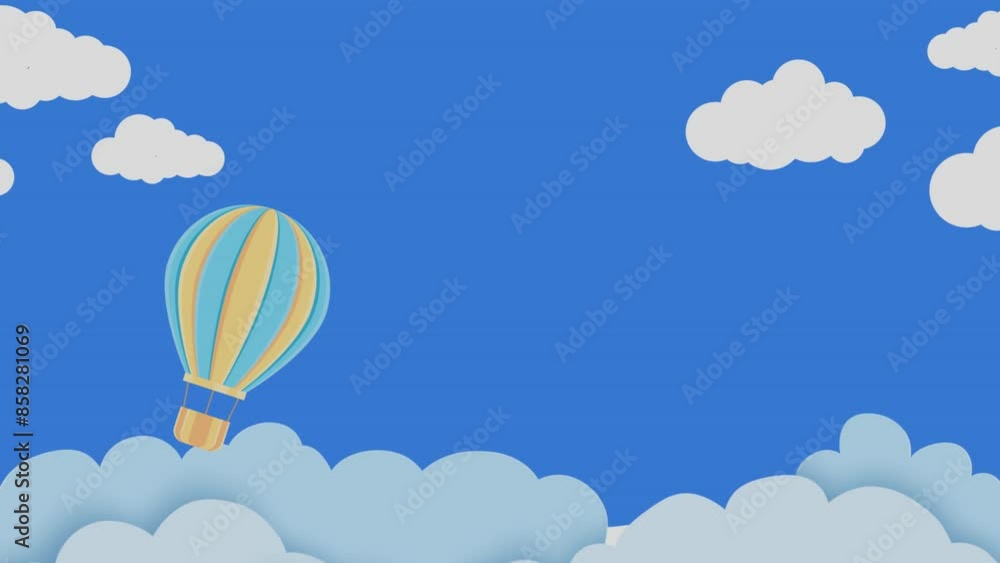 Background animation Air balloon. Parper cloud background, 4k UHD ...