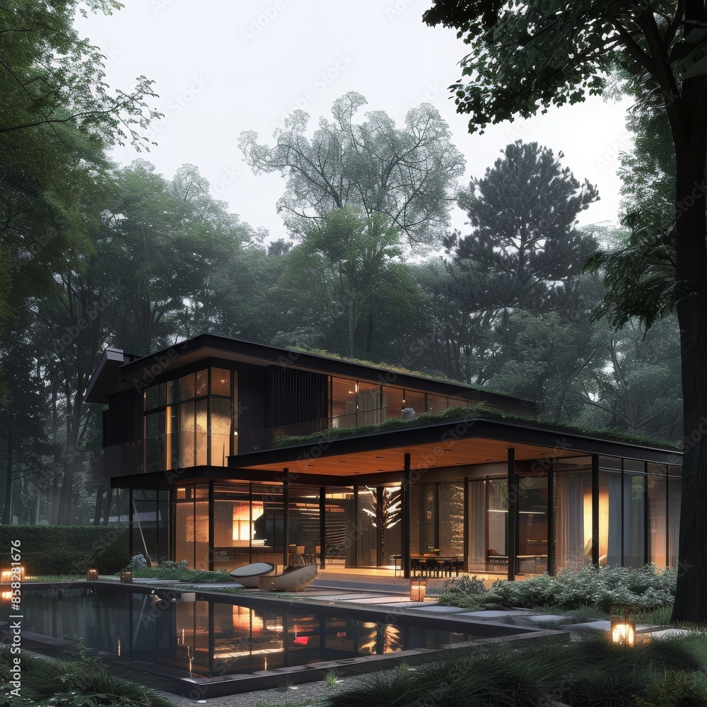 A house in the jungle, a beautiful camphor house in the forest. A house in the jungle, a beautiful camphor house in the forest.