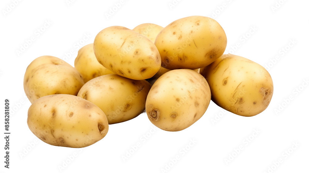 Fresh Raw Potatoes on White Background, Organic Vegetable for Healthy Cooking, Close-Up Studio Shot of Farm Fresh Nutrition, Ideal for Culinary Projects and Vegan Diet Concepts Fresh Raw Potatoes on White Background, Organic Vegetable for Healthy Cooking, Close-Up Studio Shot of Farm Fresh Nutrition, Ideal for Culinary Projects and Vegan Diet Concepts