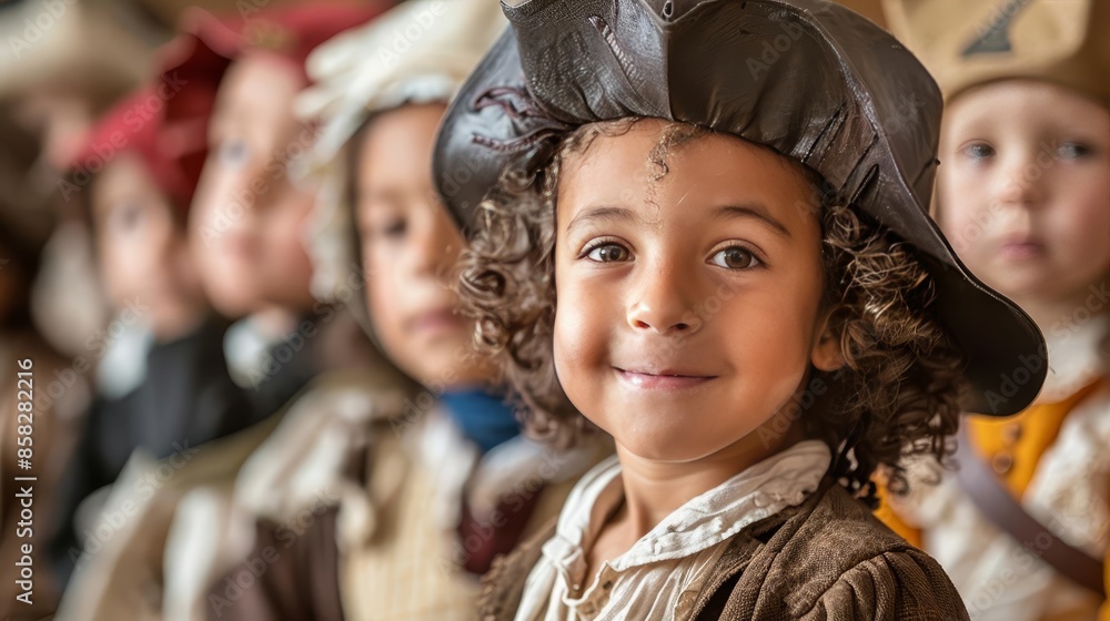 Kids dressed as historical figures for a fun and educational classroom play, Kids Class, Interactive History Lesson