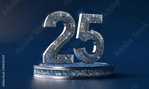 Silver Metal Number 25 on Podium