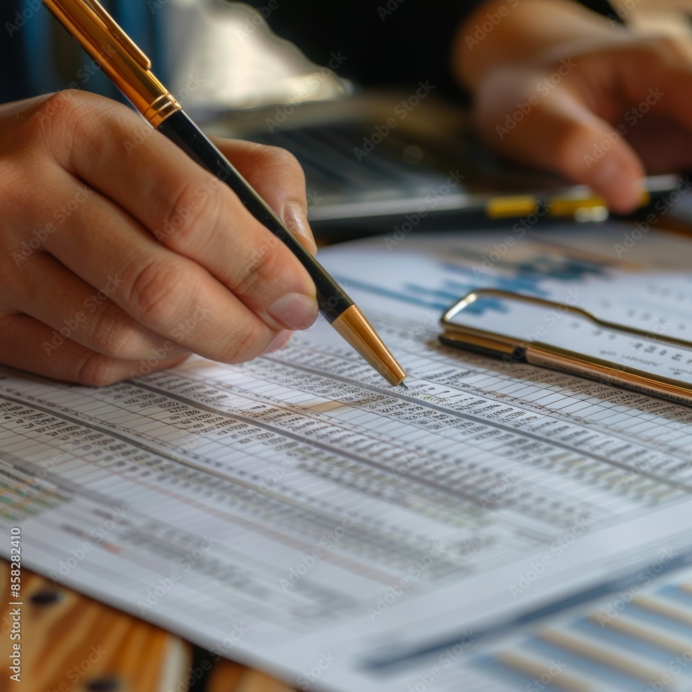 The hand holds a pencil and fills out a document. The hand holds a pencil and fills out a document.