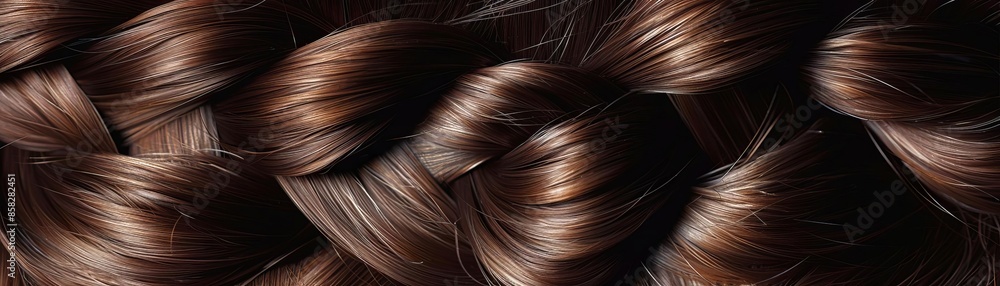 Fototapeta premium Braided hair with a glossy finish, highlighting intricate braiding technique, Healthy Hair, Elegant Braids