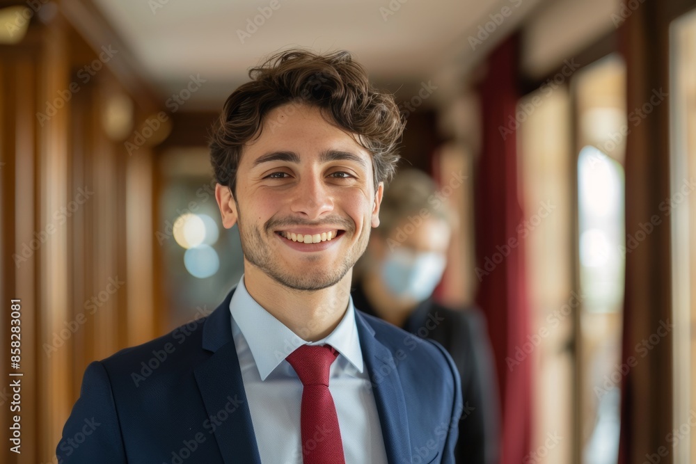 Portrait of a young successful businessman in the office. Portrait of a young successful businessman in the office.
