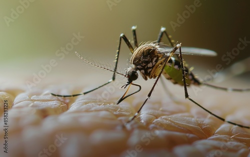Wallpaper Mural Macro Aedes aegypti Mosquito. Close up a Mosquito sucking human blood Torontodigital.ca