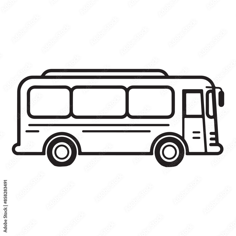 Bus single line Icon vector design outline. Bus single line Icon vector design outline.