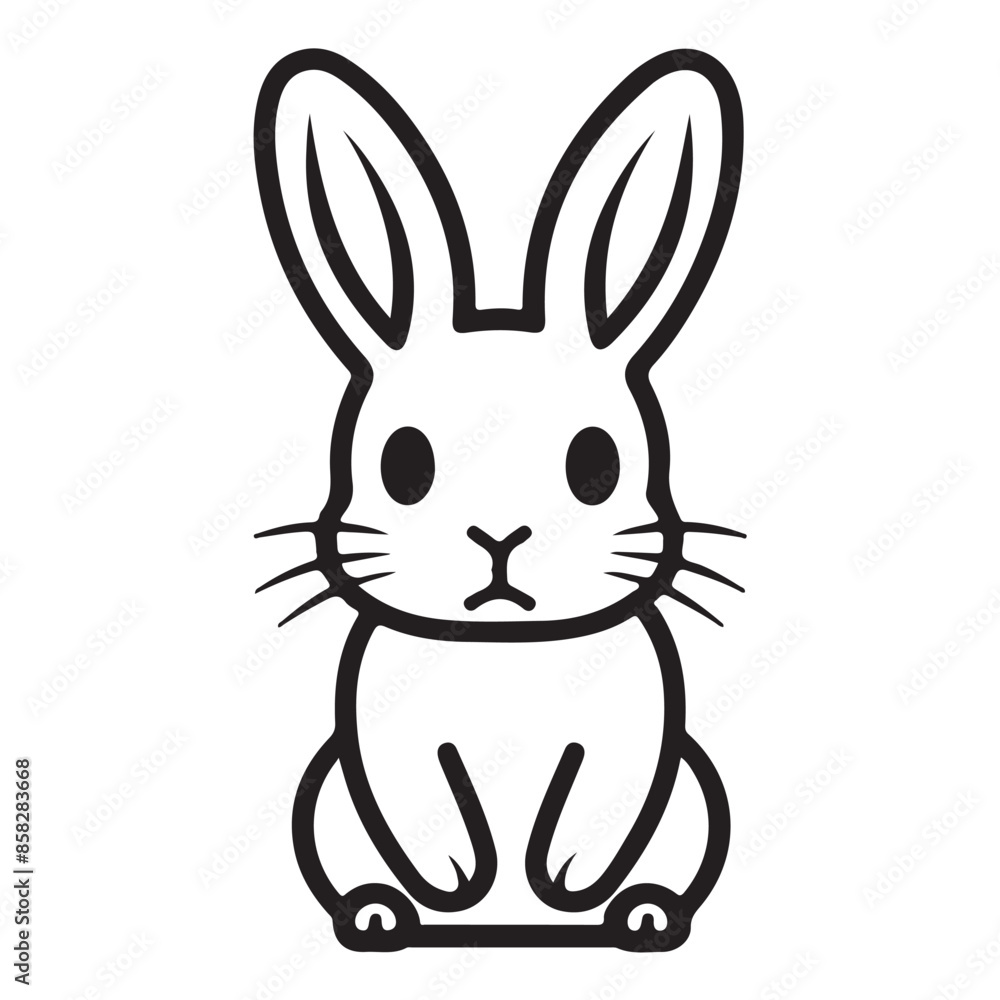 Obraz premium Bunny single line Icon vector design outline.
