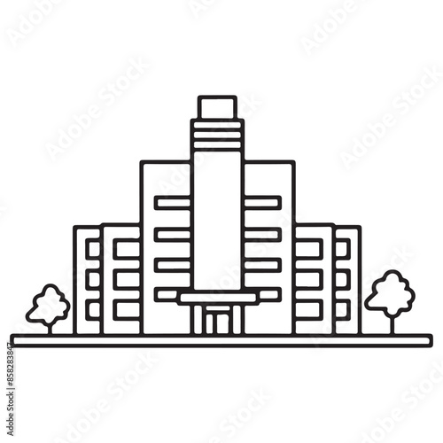 Building single line Icon vector design outline.