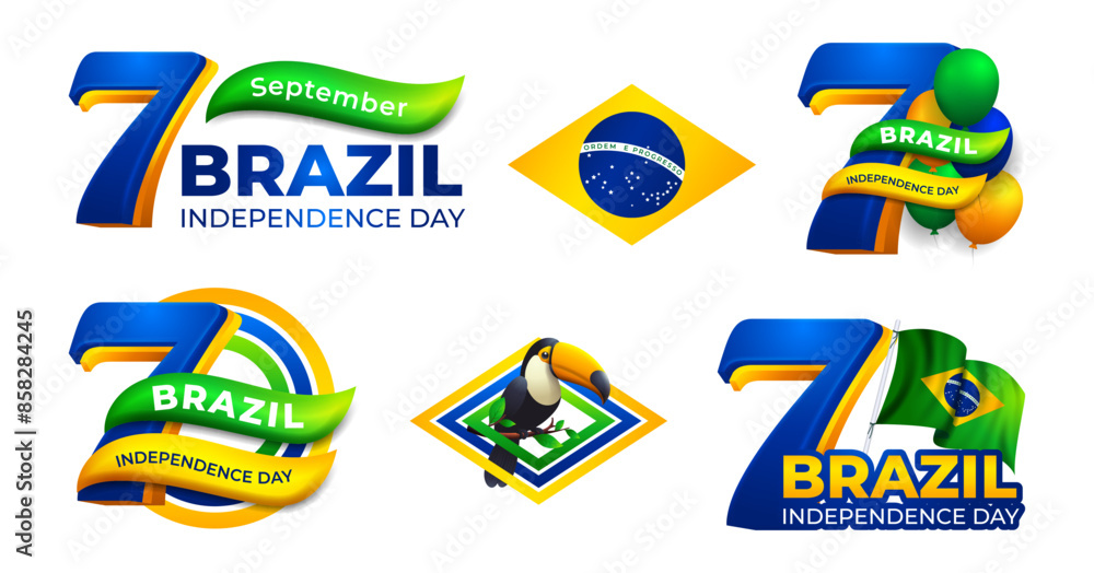 Fototapeta premium 7th september, Brazil Independence day sign or logo collections. Translation: order and progress