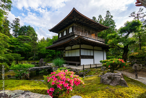 Colorful temple surrounded by nature