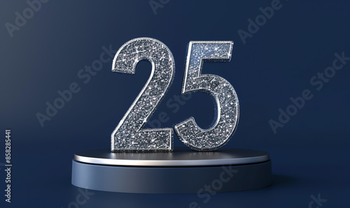 Silver Metal Number 25 on Podium