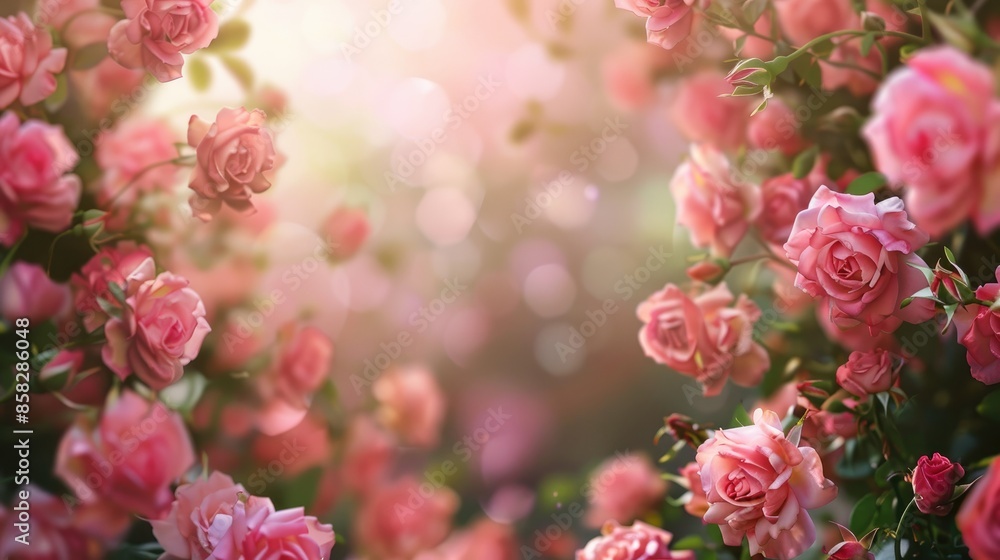 Pink roses as a backdrop with empty space Pink roses as a backdrop with empty space