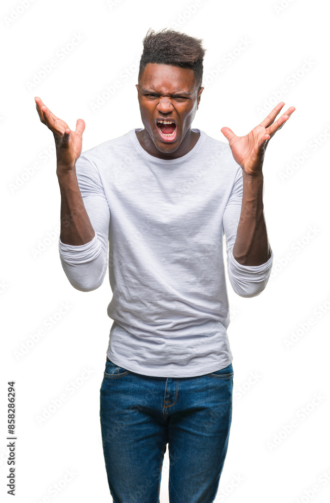Young african american man over isolated background celebrating mad and crazy for success with arms raised and closed eyes screaming excited. Winner concept Young african american man over isolated background celebrating mad and crazy for success with arms raised and closed eyes screaming excited. Winner concept