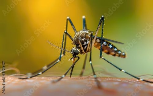 Wallpaper Mural Macro Aedes aegypti Mosquito. Close up a Mosquito sucking human blood Torontodigital.ca